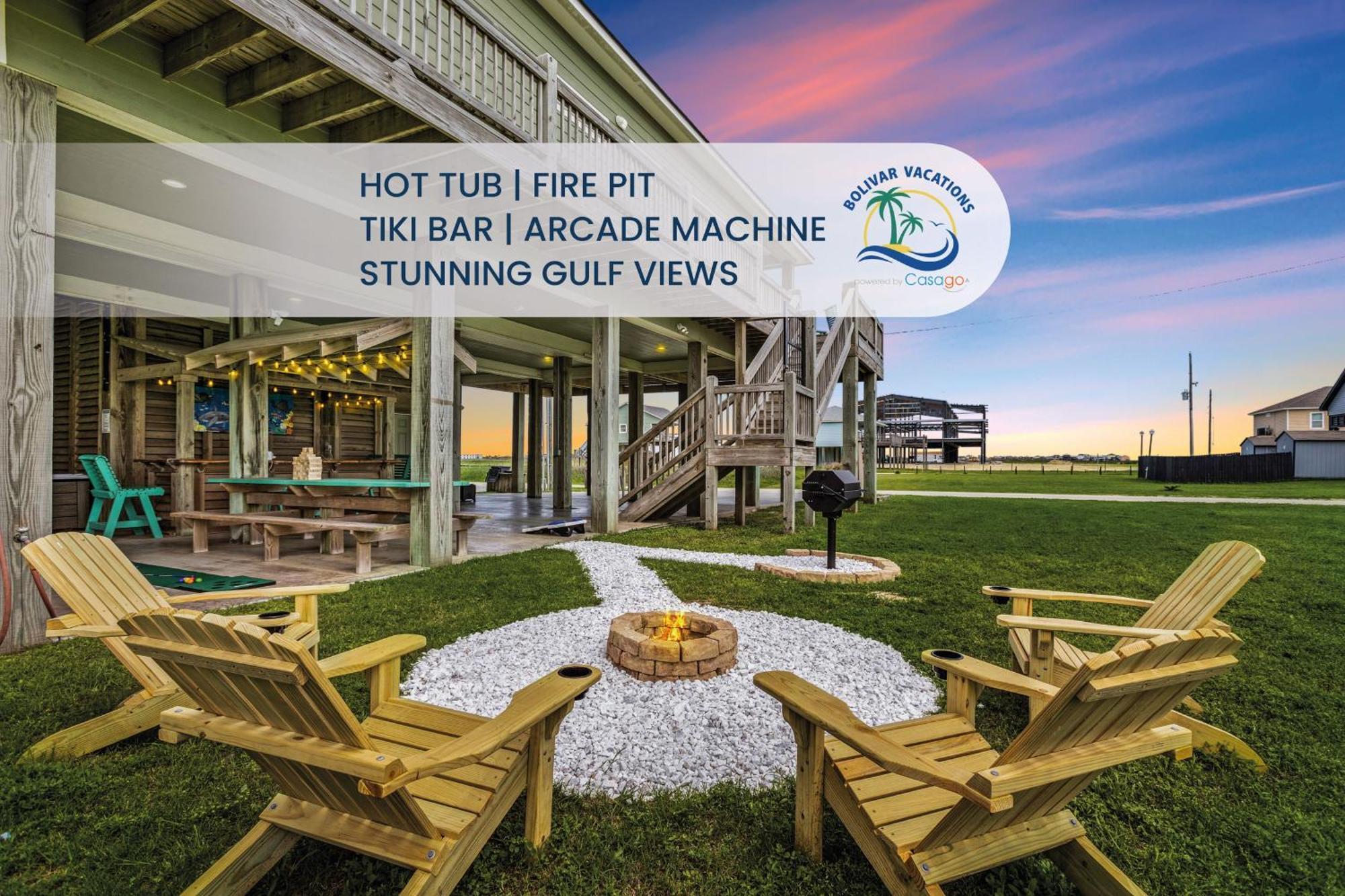 Seas The Day! 4Br Retreat, Hot Tub, Game Room, Firepit & Gulf Views Port Bolivar Esterno foto